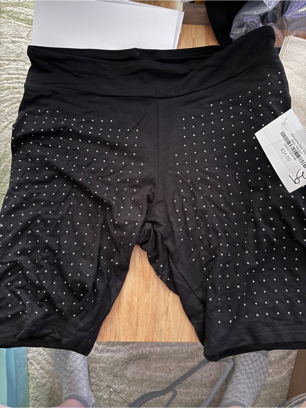 NWT Vocal Black Biker Shorts with Rhinestones - Women's- Small